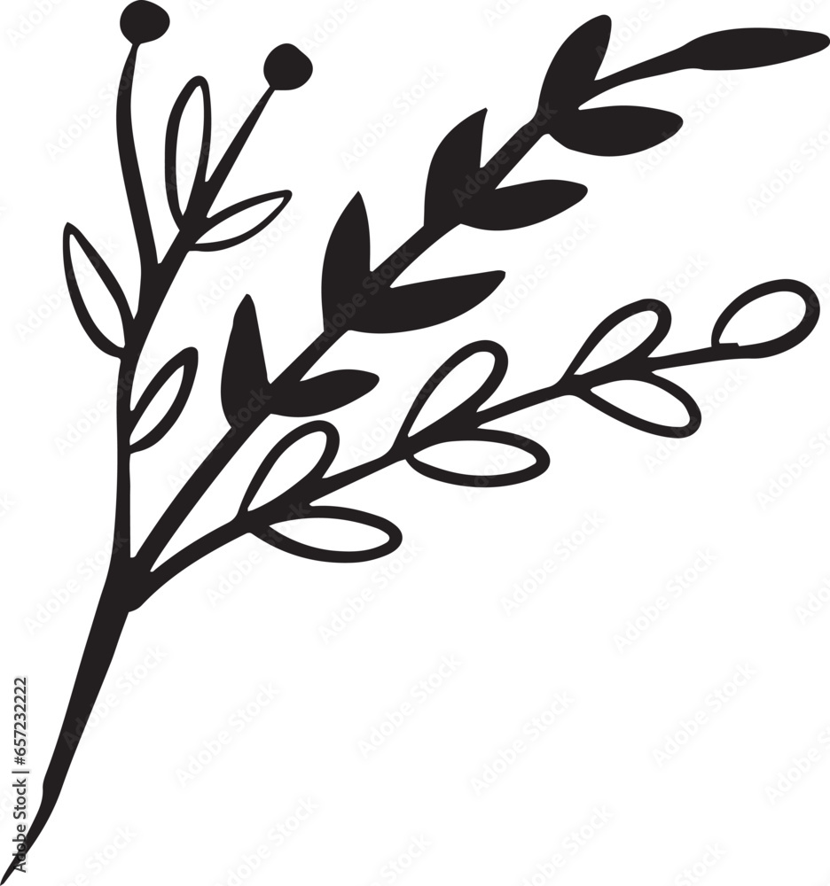 vector hand drawn flower and leaf decoration vector hand drawn flower and leaf decoration