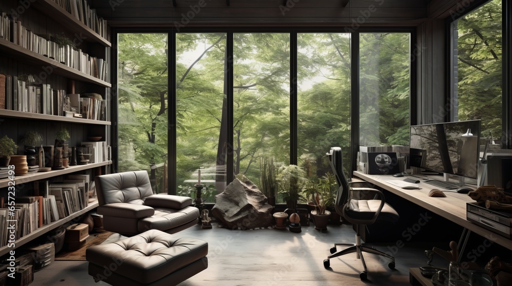 Fototapeta premium home office, decoration interieure office, 16:9, copy space