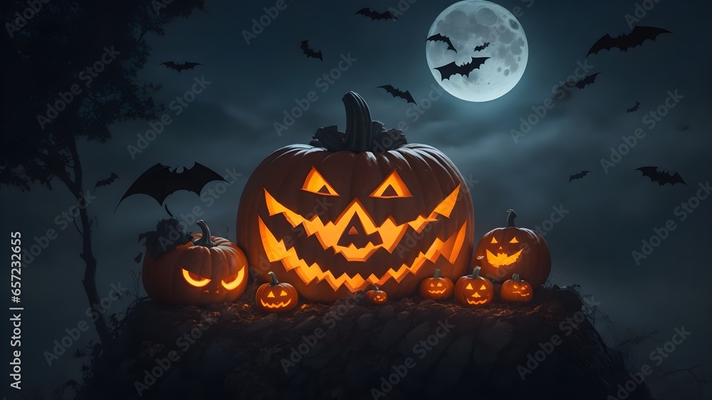 Fototapeta premium The Halloween night was filled with terror and wonder