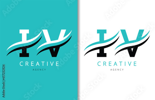IV Letter Logo Design with Background and Creative company logo. Modern Lettering Fashion Design. Vector illustration