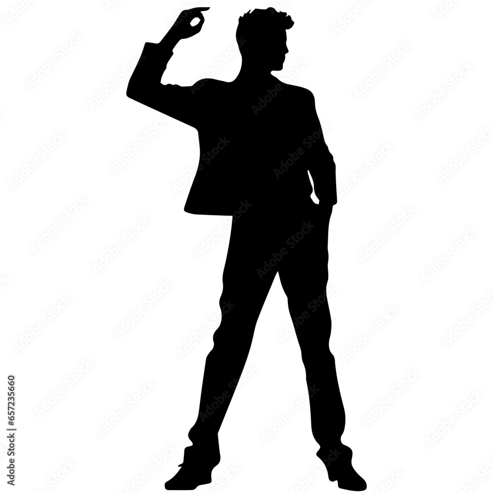 Vector silhouette of a man in a business suit standing, black color isolated on a white background Vector silhouette of a man in a business suit standing, black color isolated on a white background