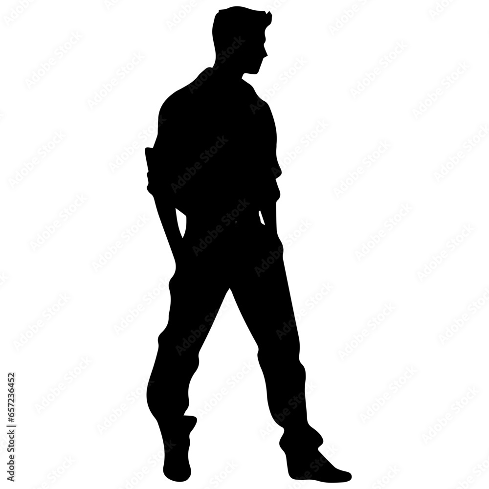 Vector silhouette of a man in a business suit standing, black color isolated on a white background Vector silhouette of a man in a business suit standing, black color isolated on a white background