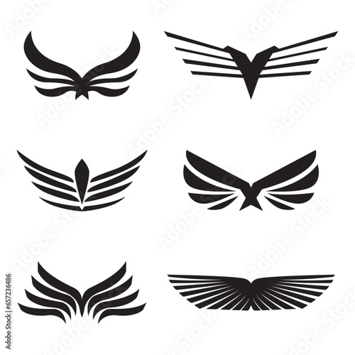 Collection of modern wing logos. Vector illustration
