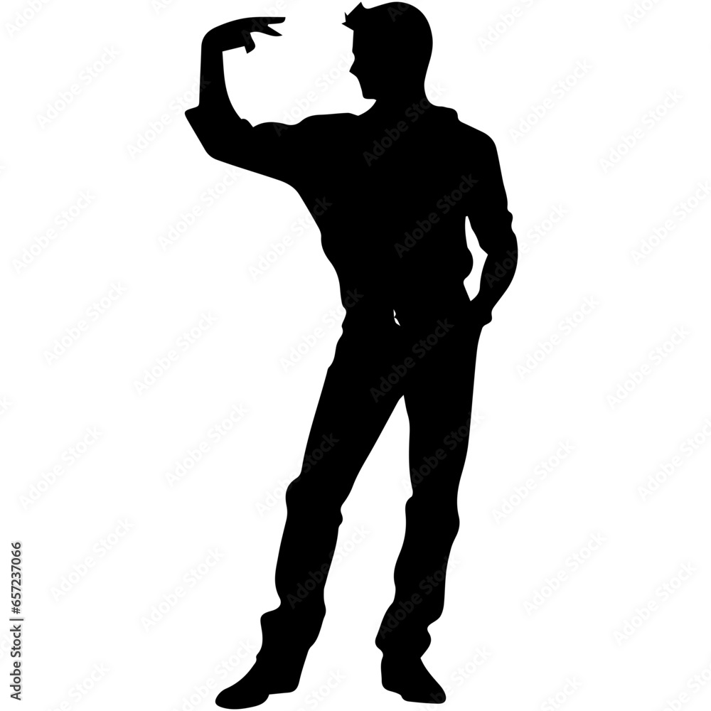 Vector silhouette of a man in a business suit standing, black color isolated on a white background Vector silhouette of a man in a business suit standing, black color isolated on a white background
