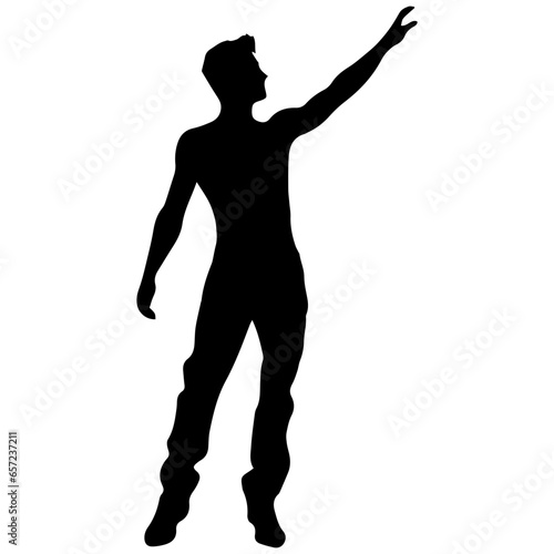 Vector silhouette of a man in a business suit standing  black color isolated on a white background