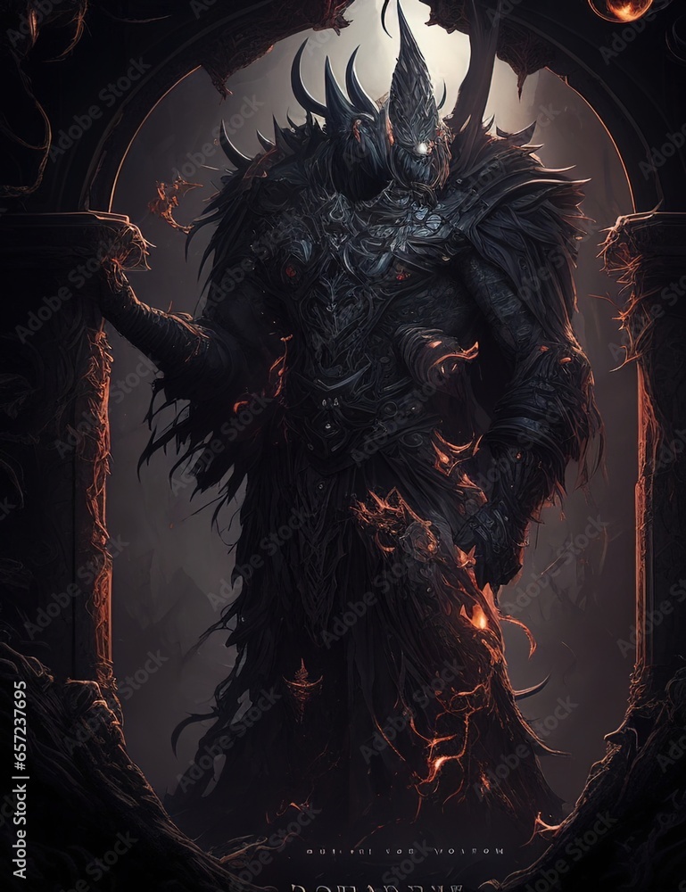 Fototapeta premium Scary game character on a dark background. Generative AI