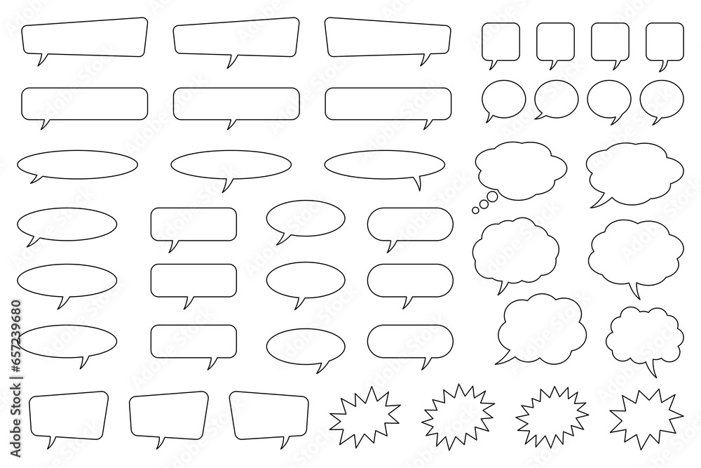 Blank empty line speech bubbles, speaking or talk bubble, speech balloon, chat bubble line art vector icon for apps and websites.. Blank empty line speech bubbles, speaking or talk bubble, speech balloon, chat bubble line art vector icon for apps and websites..