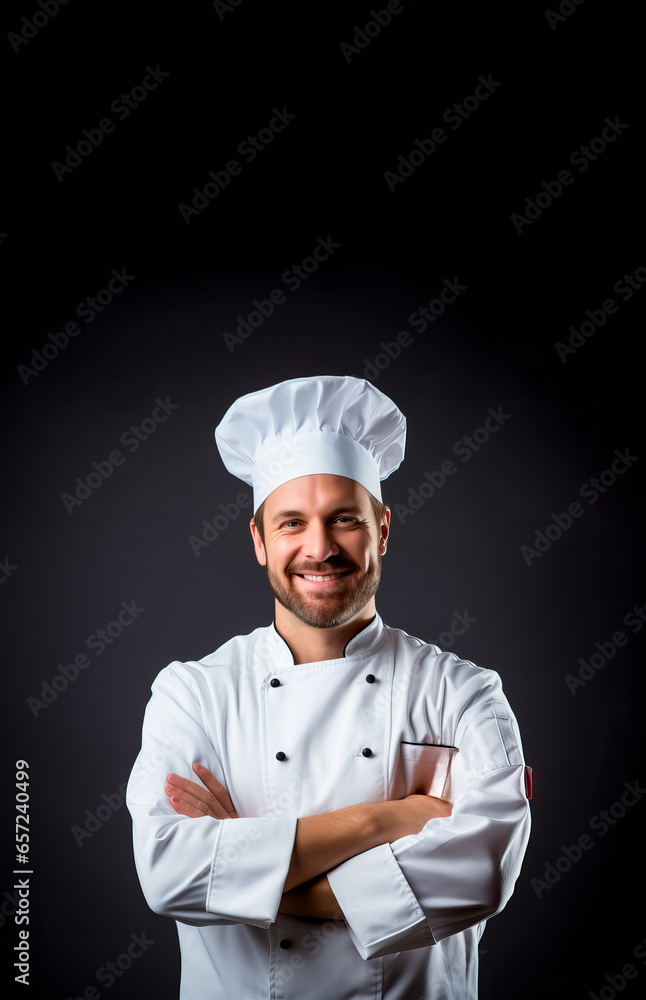 Proud Chef or cook with his arms crossed. Concept of cooking, dining and restaurants. isolated with Copy space. Proud Chef or cook with his arms crossed. Concept of cooking, dining and restaurants. isolated with Copy space.