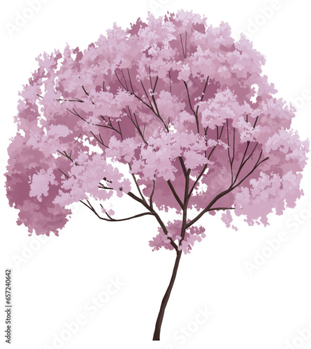 2D illustration of a tree, hand drawing toon or manga style, for digital composition and illustration with transparent background