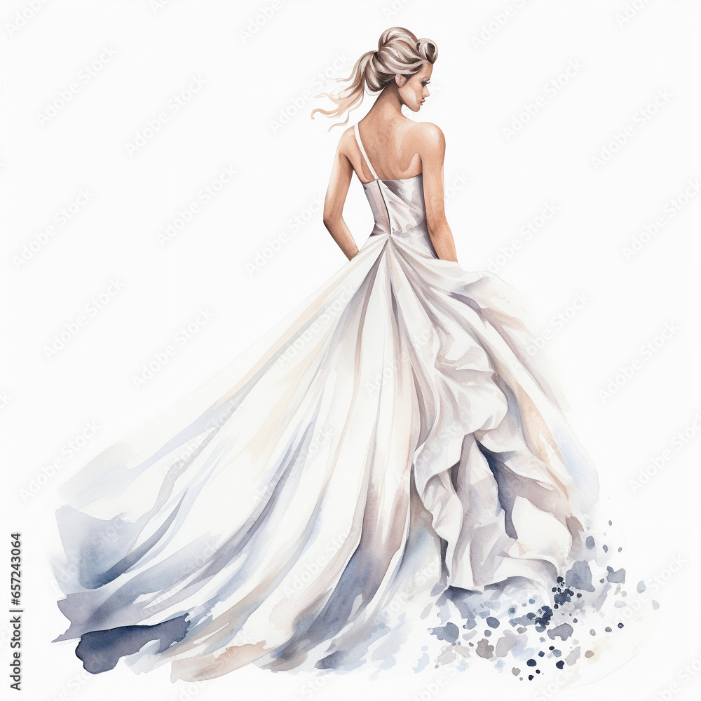 Fototapeta premium wedding dress watercolor clipart 
