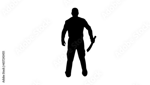 Homem vetorizado preto com arma branca de frente de costas