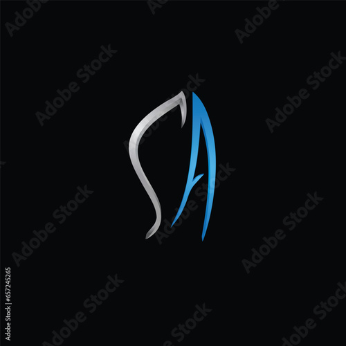 SA 3d monogram logo design photo