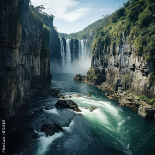 Beautiful waterfalls from various sides equipped with charming and exotic natural cliffs  can be used for wallpaper  blogs  websites  advertisements  etc. Ai generative image