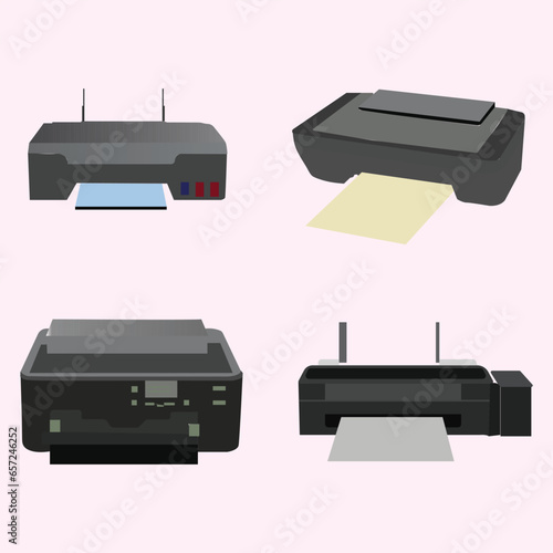 illustration of a printer set