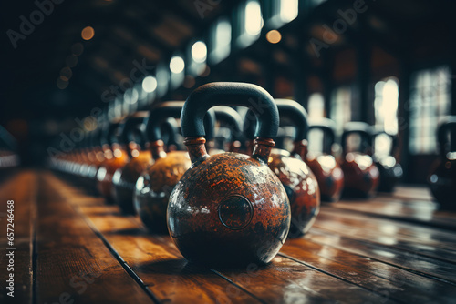 A person lifting kettlebells in a gym, showcasing the resurgence of kettlebell training in fitness routines. Generative Ai.