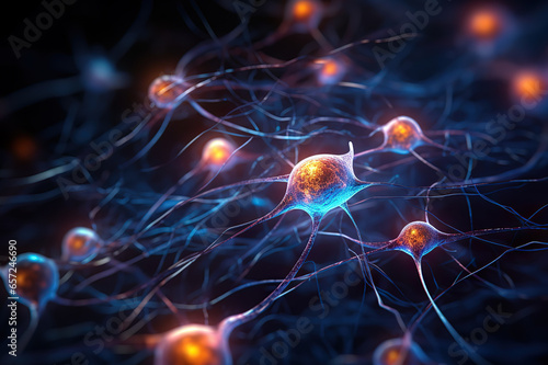 Illuminating Connections Neuron Cells Alight with Glowing Energy Forge a Network of Knowledge. created with Generative AI