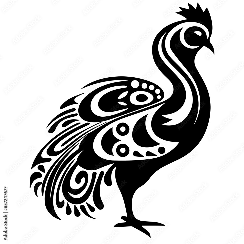 Fototapeta premium Silhouette turkey on white background. Farm animals collection. Icon
