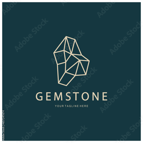Luxury Polygon Diamond Crystal Line Art,Gem,Gemstone Emerald,Jade,Diamond, Gold, and Precious Jewelry Logo Design