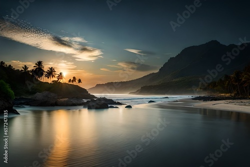 sea view with beach generated by AI technology