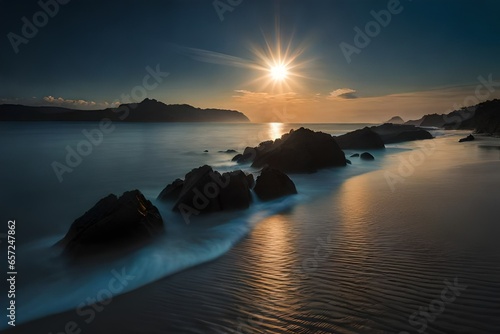 sea view with beach generated by AI technology