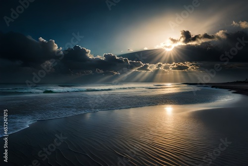 sea view with beach generated by AI technology