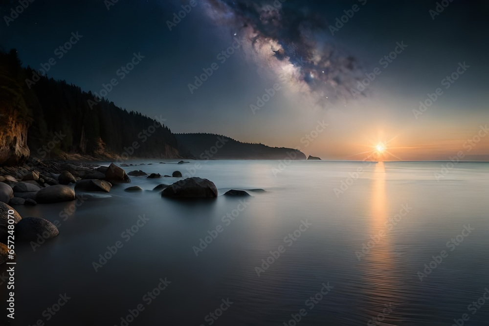 Fototapeta premium sea view with beach generated by AI technology