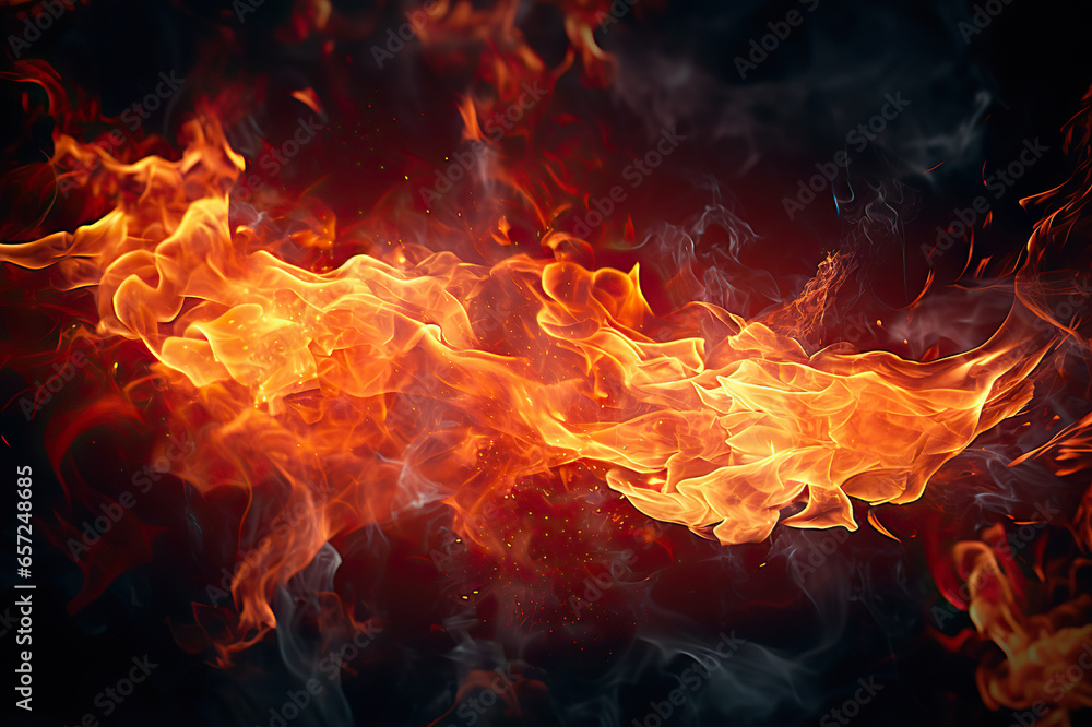 Inferno Illuminance Captivating Fire Display on a Dark Background - Perfect for Wallpaper Use. created with Generative AI