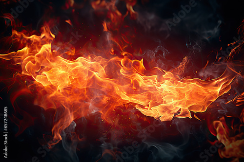 Inferno Illuminance Captivating Fire Display on a Dark Background - Perfect for Wallpaper Use. created with Generative AI