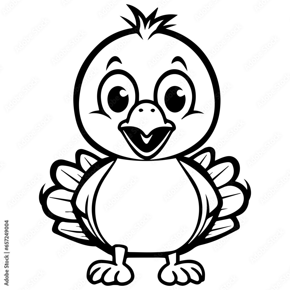 Fototapeta premium Silhouette turkey on white background. Farm animals collection. Icon