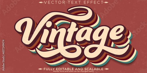 Retro vintage text effect, editable nostalgia and classic customizable font style