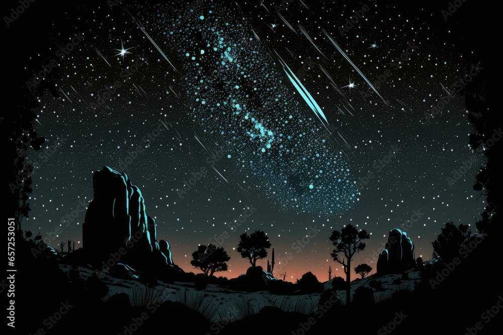 Night sky with stars and milky way over the rocks Night sky with stars and milky way over the rocks