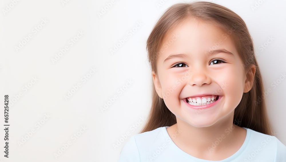 Portrait of a smiling little girl on white background with copy space Portrait of a smiling little girl on white background with copy space