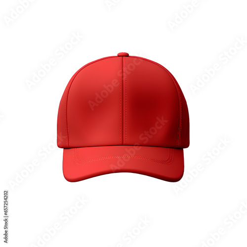 Mock up red cap on transparent background PNG for inserting desired images or content.