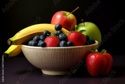 Fresh fruit in bowl. Generative AI