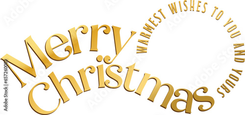Transparent Background Gold Merry Christmas for Web Banners and Cards