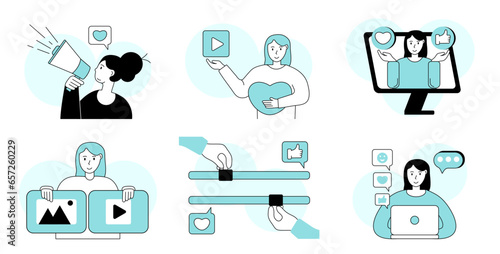 Social Media Marketing Big set. Vector illustration.