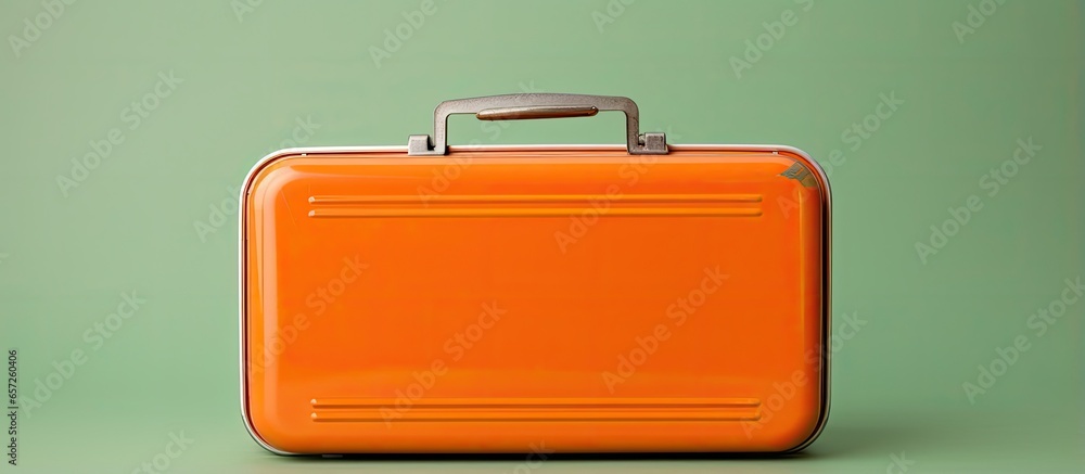 Old metal lunch box With copyspace for text Old metal lunch box With copyspace for text