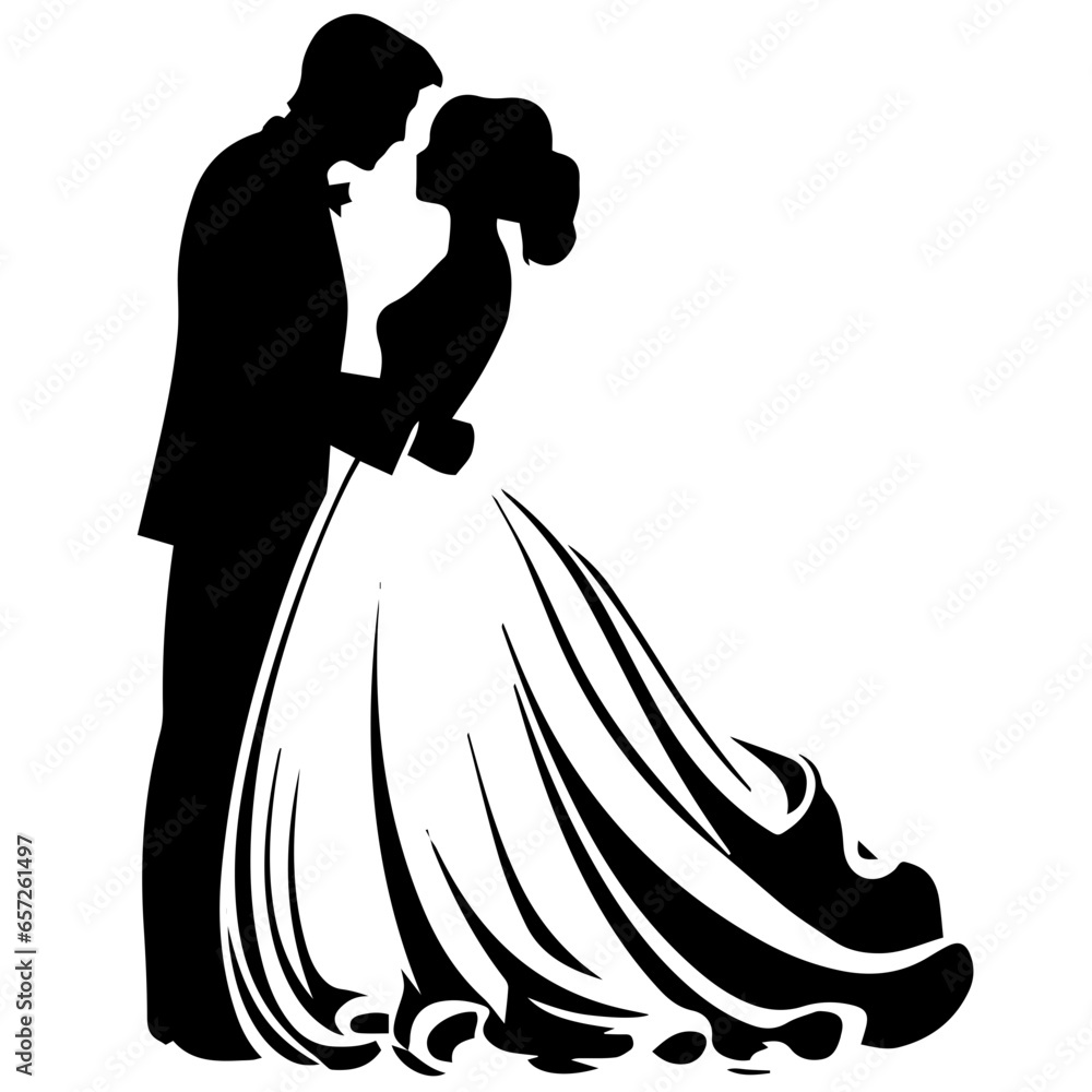 wedding couple silhouette vector template design wedding couple silhouette vector template design