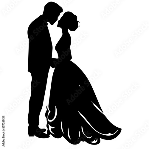 wedding couple silhouette vector template design