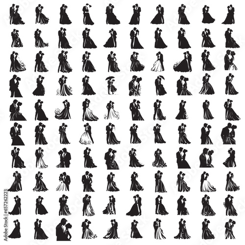 wedding couple silhouette vector template design