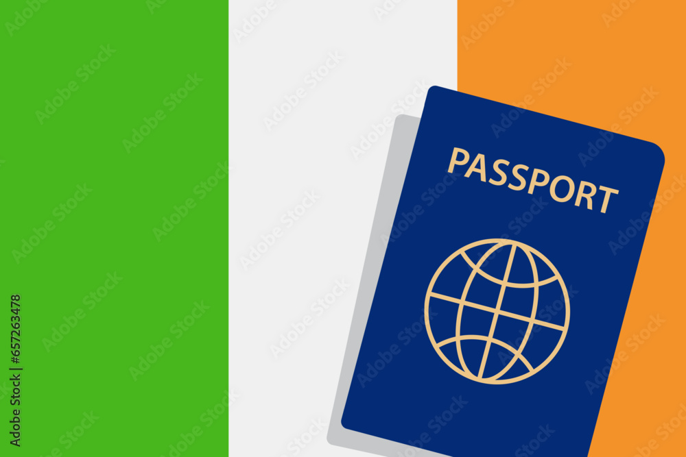 Ireland Passport. Ireland Flag Background. Vector illustration Ireland Passport. Ireland Flag Background. Vector illustration
