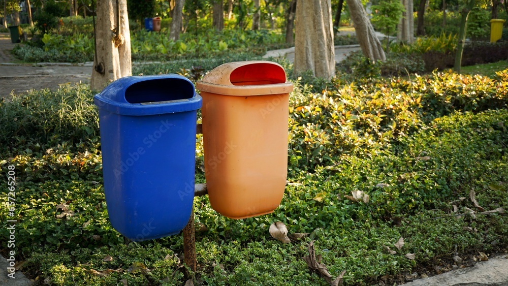 trash cans used to accommodate organic and non-organic waste from city parks trash cans used to accommodate organic and non-organic waste from city parks