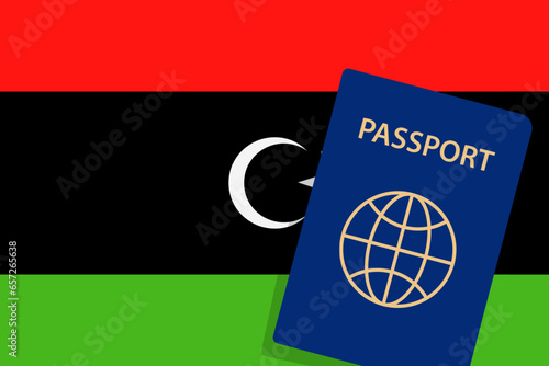 Libya Passport. Lybia Flag Background. Vector illustration