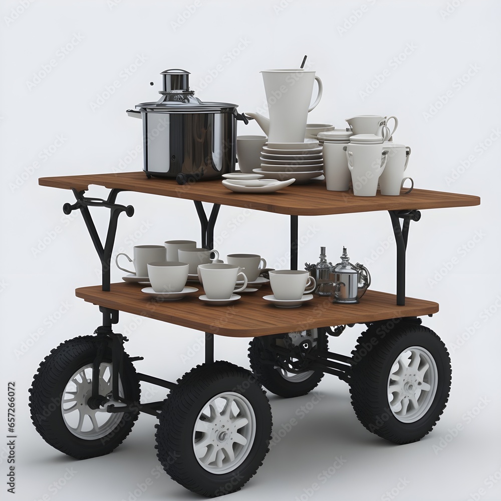 coffee maker machine with coffee cups in coffee cart , Ai generated coffee maker machine with coffee cups in coffee cart , Ai generated