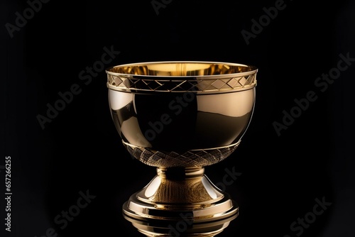 Golden champion cup on black background. Generative AI