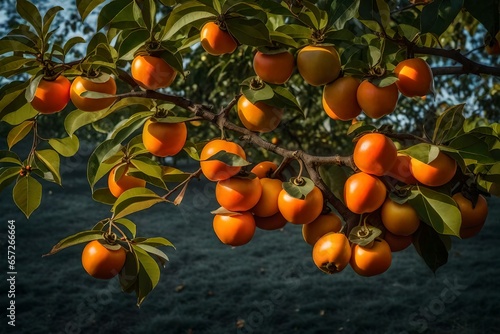 A persimmon tree showcasing firm, bright orange persimmons