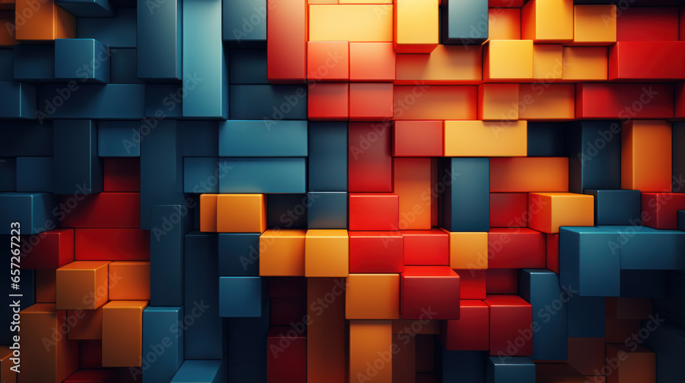 Fototapeta premium An abstract background of colorful cubes in a pixel pattern, Generative AI