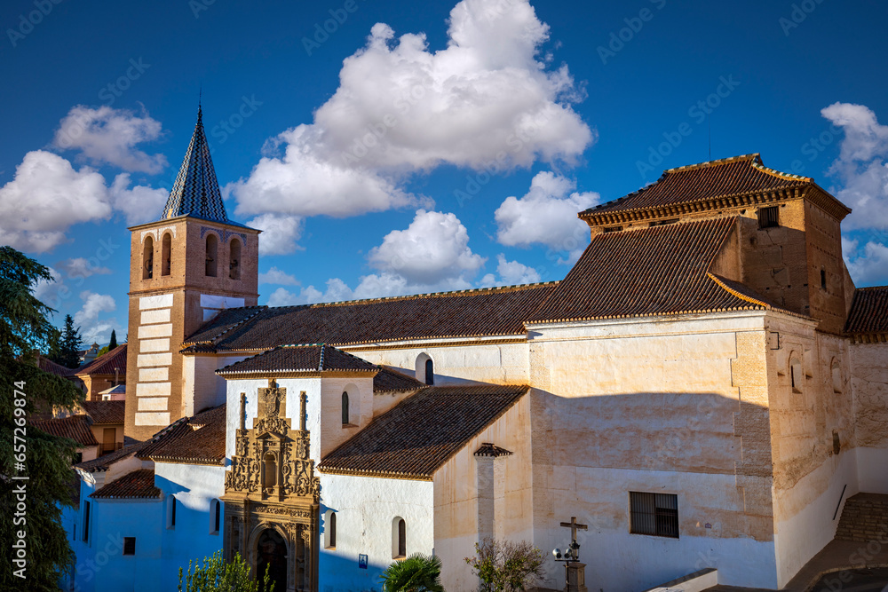 Church of Santiago in the old town of Guadix, Granada, Andalusia, Spain in broad daylight