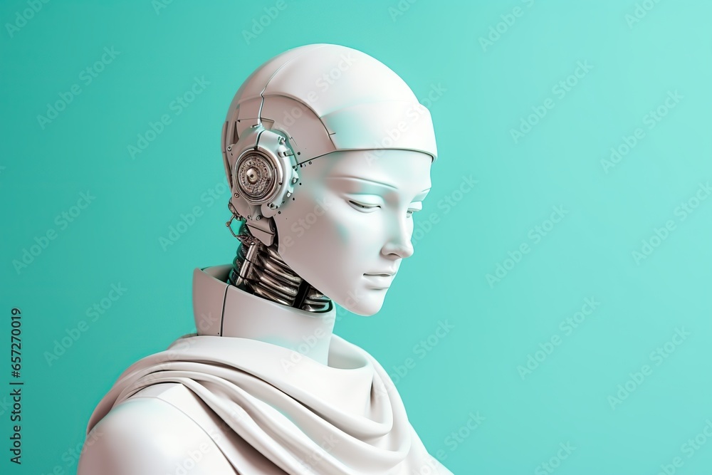 Woman android cyborg face. Futuristic robotic model. Woman android cyborg face. Futuristic robotic model.