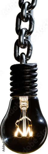 Black chain light bulb, png